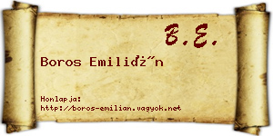 Boros Emilián névjegykártya